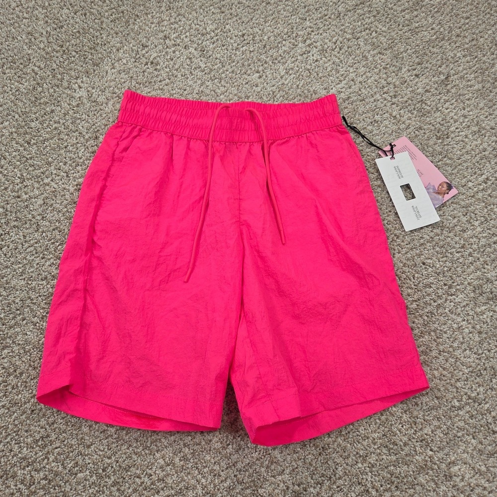 Future Collective Alani Noelle Hot Neon Pink Nylon Drawstring Shorts Women's XXS